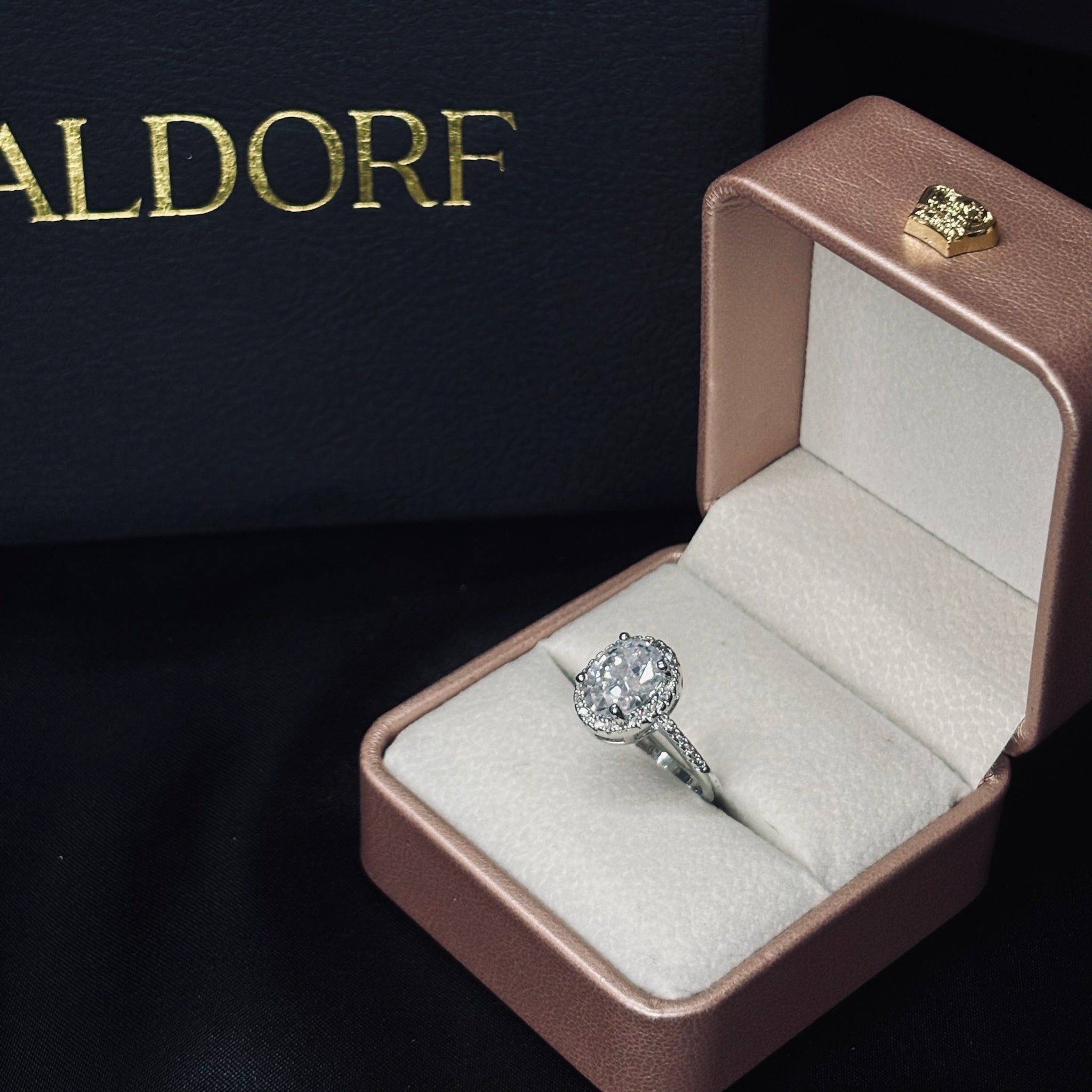 Anillo Halo Oval plateado